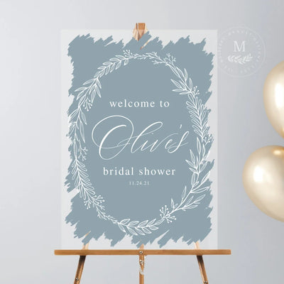 Acrylic Bridal Shower Sign | Laurel Wreath