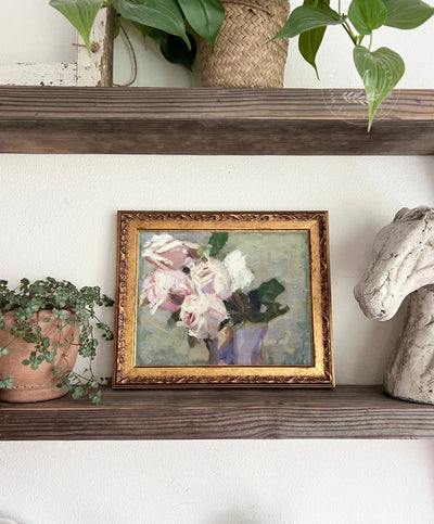 Dusty Roses Vintage Gold Framed Art | Spring Collection Wood Framed Sign