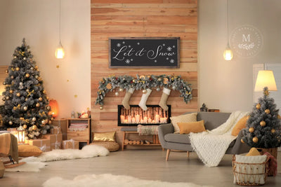 Let It Snow | Wood Christmas Sign Wood Framed Sign