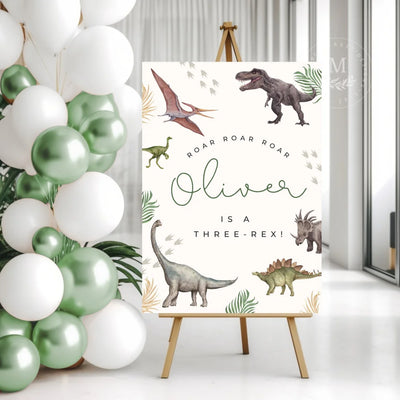 Personalized Dinosaur Birthday Party Sign Acrylic