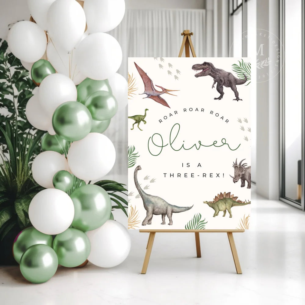 Personalized Dinosaur Birthday Party Sign Acrylic