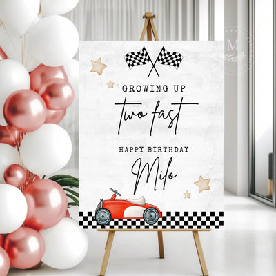 Personalized Race Car Birthday Party Sign Acrylic