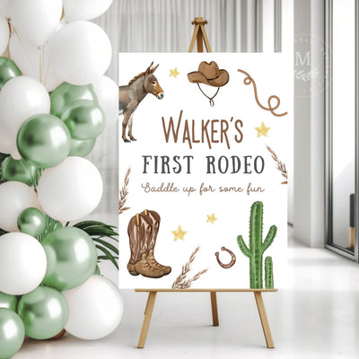 Personalized Rodeo Cowboy Birthday Party Sign Acrylic