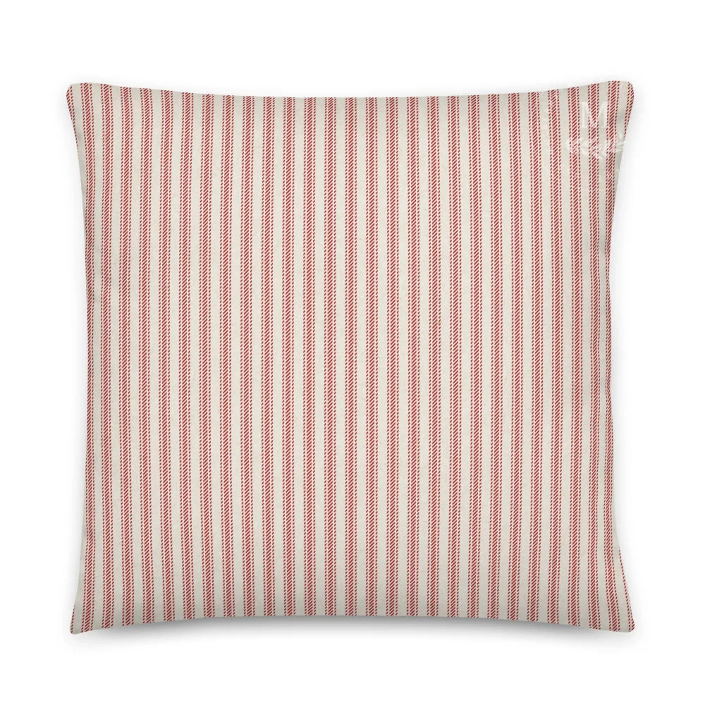 Red Ticking Christmas Pillow 22×22