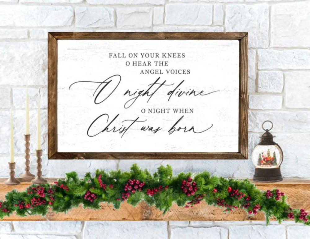 Sale Fall On Your Knees Christmas Wood Framed Sign Wood Framed Sign
