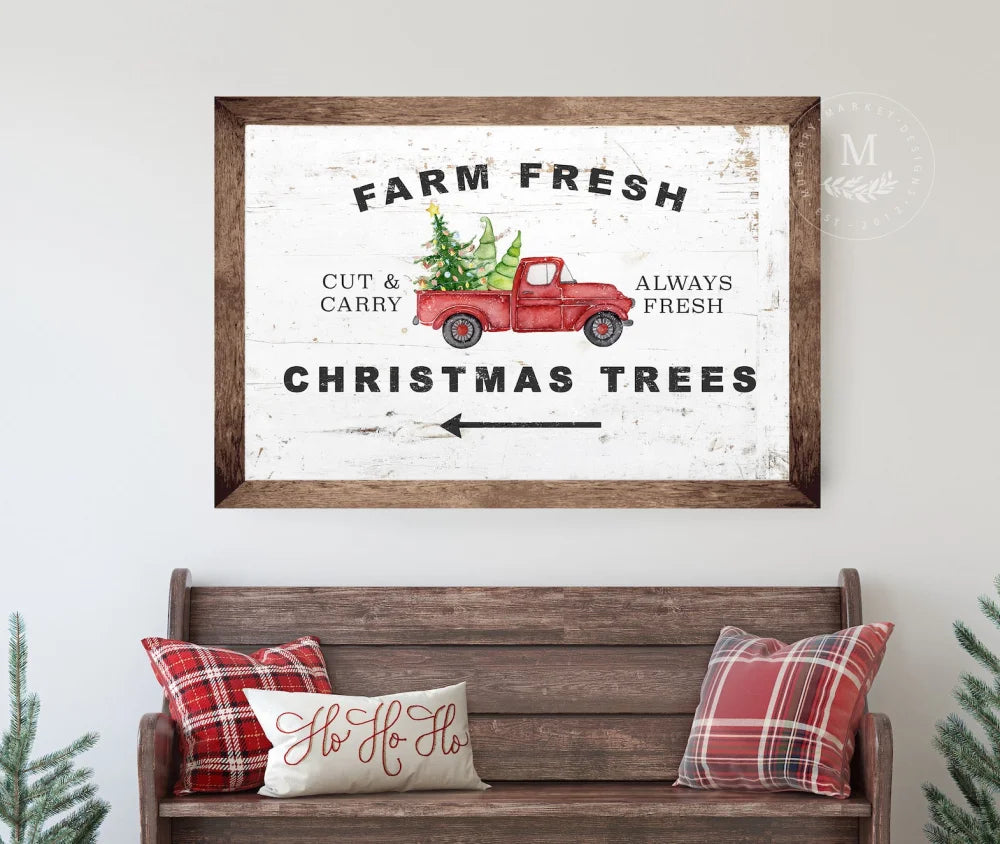 Sale Farm Fresh Christmas Trees Wood Framed Sign Wood Framed Sign
