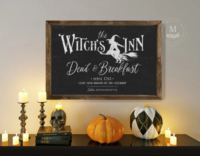 The Witchs Inn Halloween Sign Wood Framed Sign