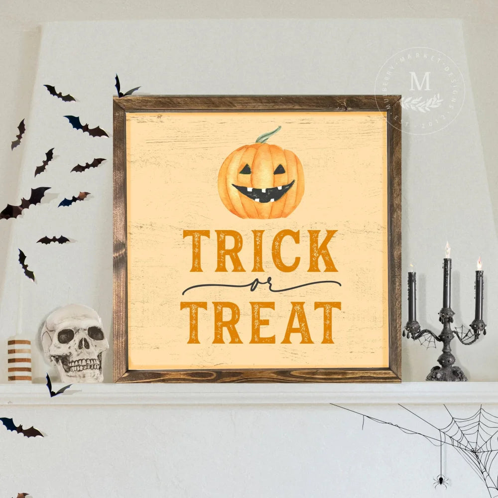 Trick Or Treat | Halloween Wood Framed Sign Wood Framed Sign