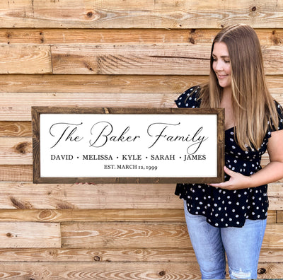 custom personalized family name wall sign with year in it