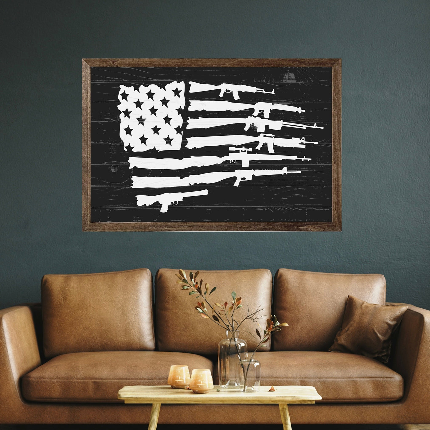 American Flag Gun Enthusiast Wood Wall Art - Mulberry Market Designs