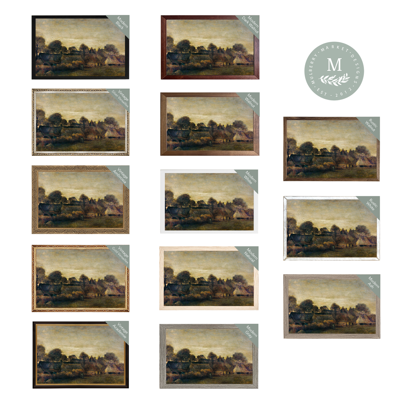 Cottages | Vintage Art Wood Framed Sign - Mulberry Market Designs