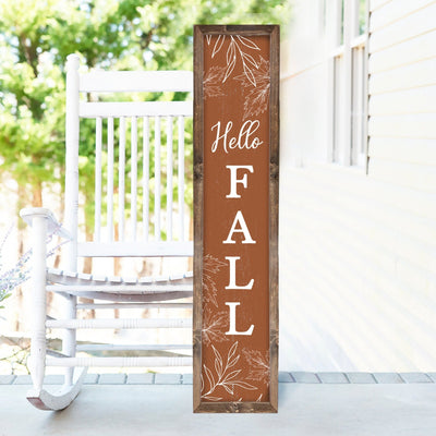 Hello Fall Wood Framed Porch Sign - Mulberry Market Designs