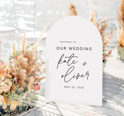 White Arched Acrylic Wedding Welcome Sign - Mulberry Market Designs