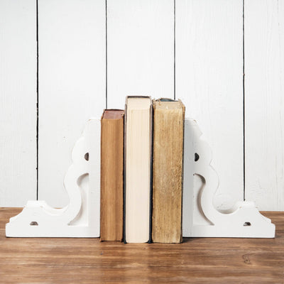 Set of 2 White Corbel Vintage Bookends - Mulberry Market Designs