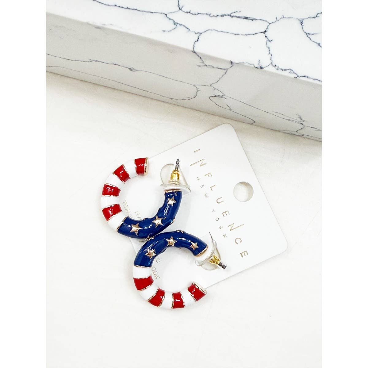 American Flag Hoop Earrings