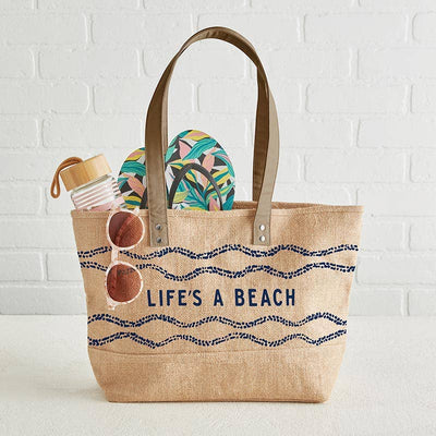 Life's A Beach Jute Tote Beach Bag
