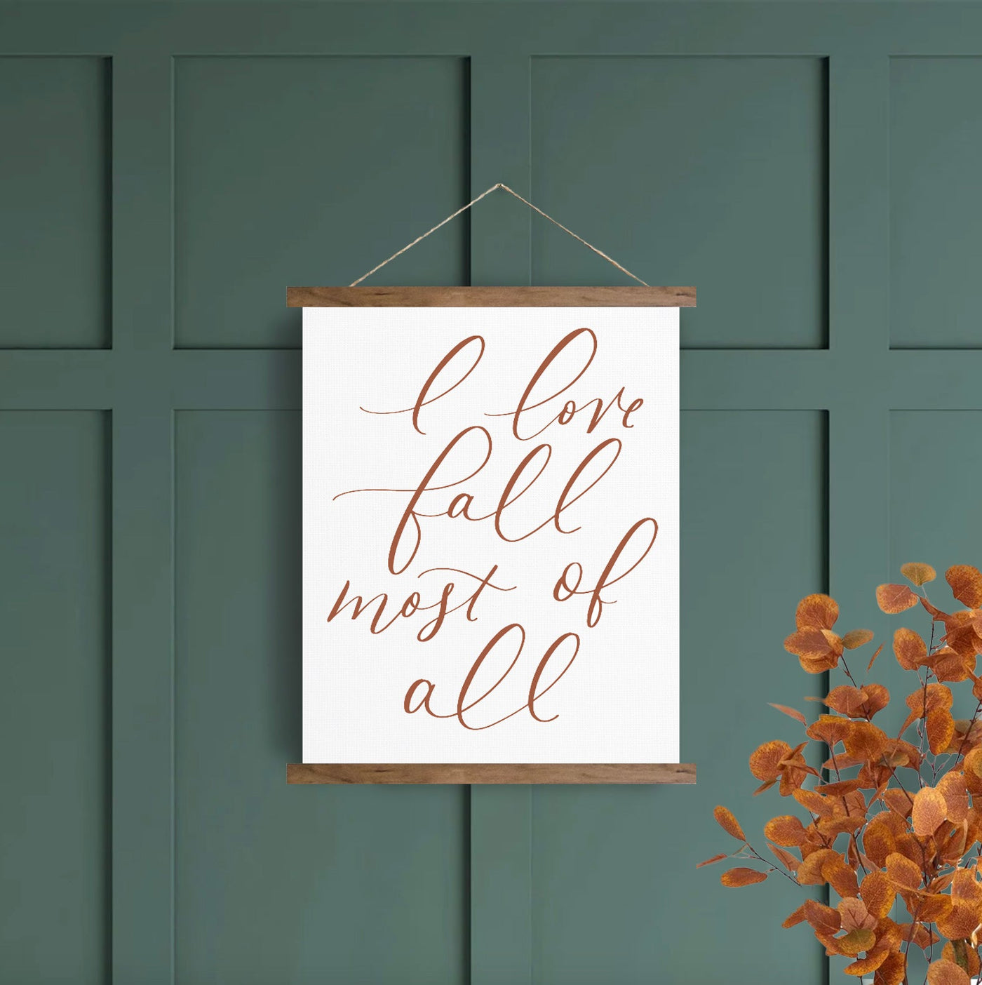 I Love Fall Most Of All Hanging Canvas Wall Art