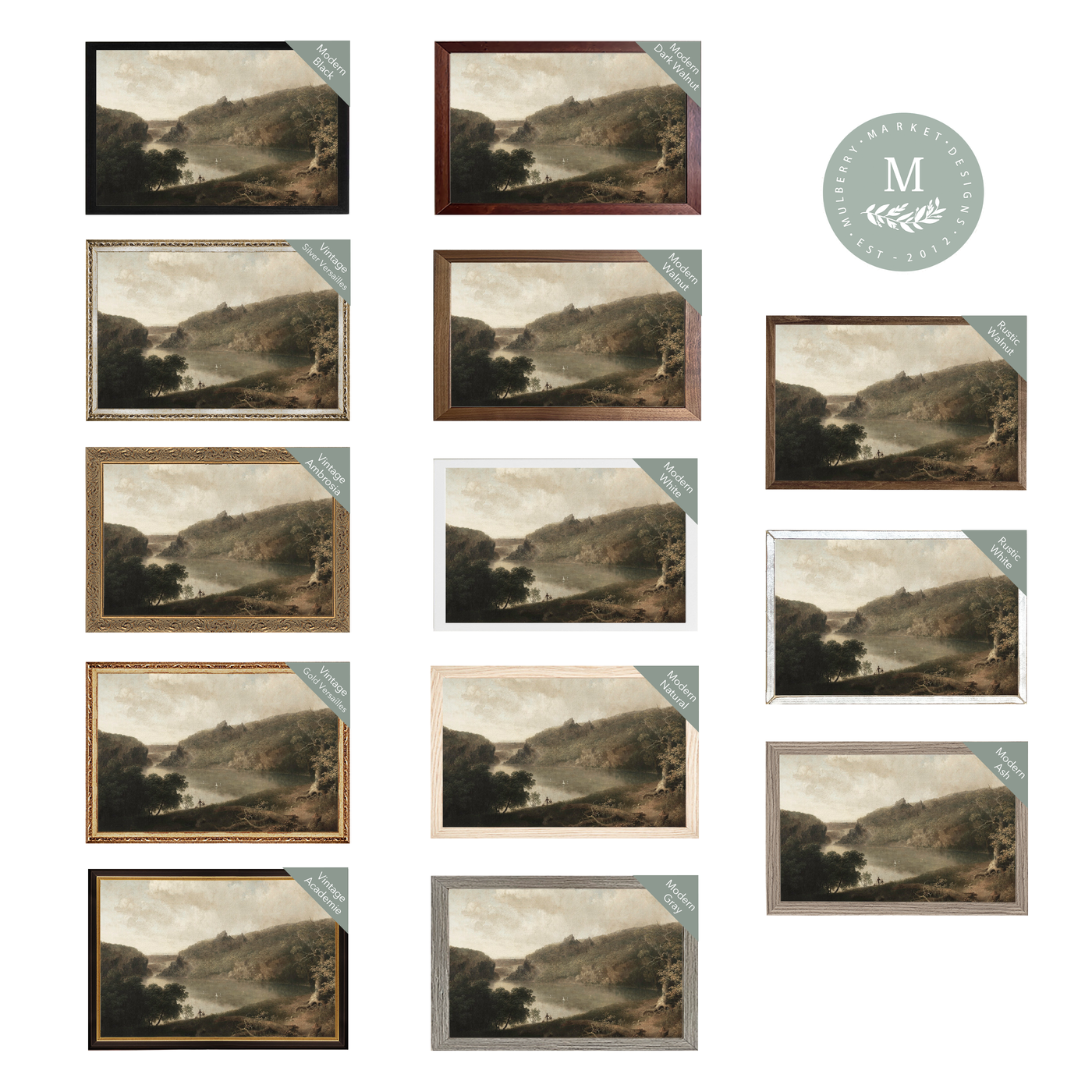 Vintage Summer Lake Painting Wall Art - Mulberry Market Designs