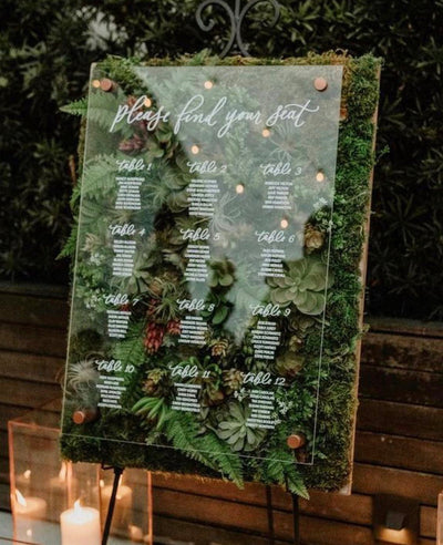 Clear Acrylic Wedding Seating Chart Sign - Mulberry Market Designs