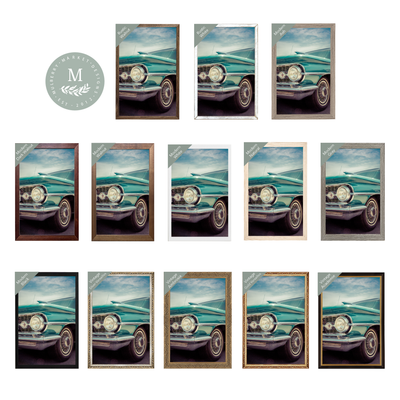 Vintage Blue Car Modern Wall Art - Mulberry Market Designs