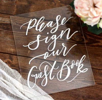 Acrylic Guestbook Sign | Wedding Guest Signatures - Mulberry Market Designs