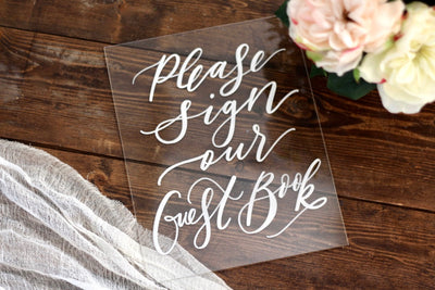 Acrylic Guestbook Sign | Wedding Guest Signatures - Mulberry Market Designs