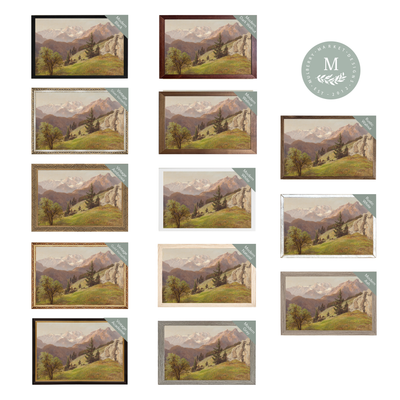 Mountains Painting Vintage Gold Framed - Mulberry Market Designs
