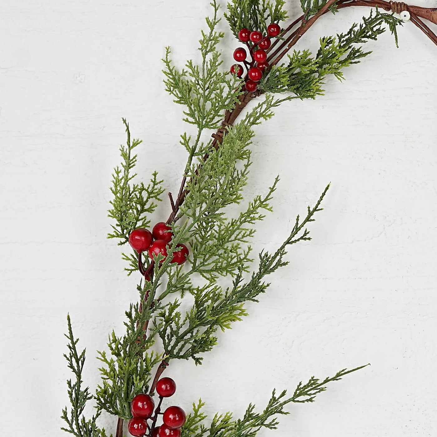 Frosted Christmas Cedar Pine and Red Berry Garland - Mulberry Market Designs