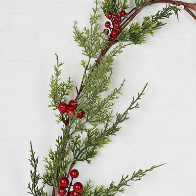 Frosted Christmas Cedar Pine and Red Berry Garland - Mulberry Market Designs