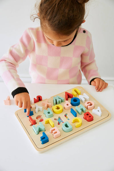 Wooden Multi-Language Alphabet Puzzle - Mulberry Market Designs