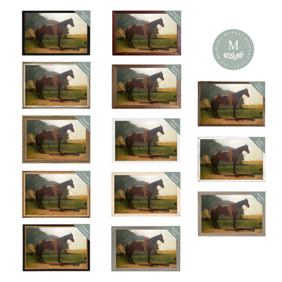 Vintage Horse Painting Wood Framed Sign - Mulberry Market Designs