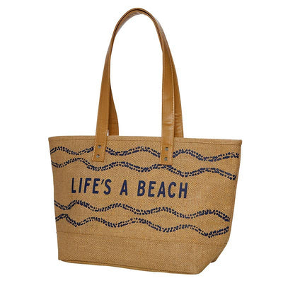 Life's A Beach Jute Tote Beach Bag