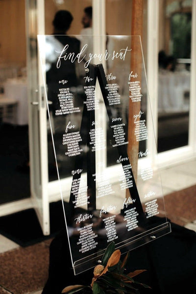 Acrylic Modern Wedding Seating Chart Sign - Mulberry Market Designs