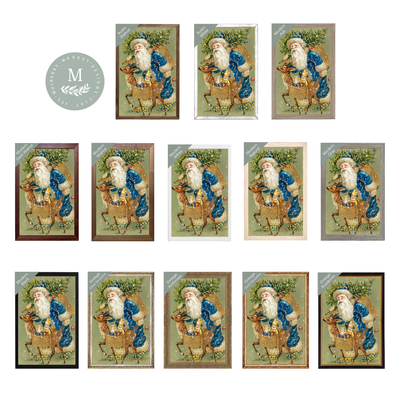 Vintage Santa Reindeer Wood Framed Art - Mulberry Market Designs