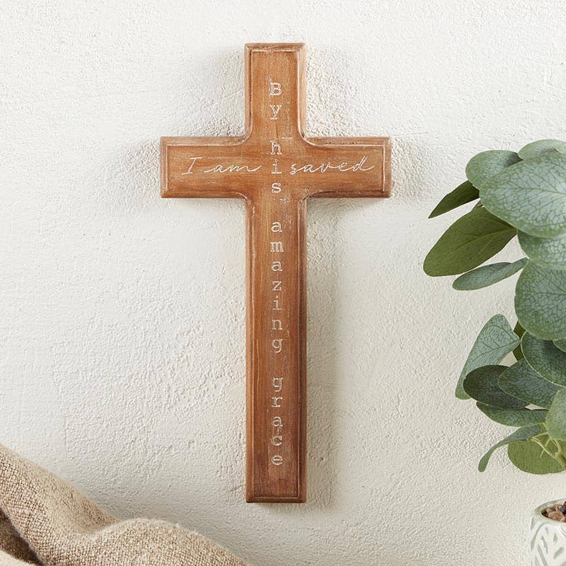 I Am Saved Wooden Wall Cross - Mulberry Market Designs