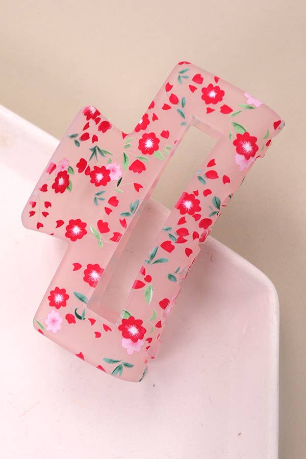 Pink Flower Petal Hair Claw Clip
