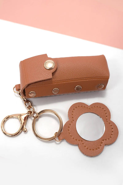 Leather Lipstick Holder Bag Keychain