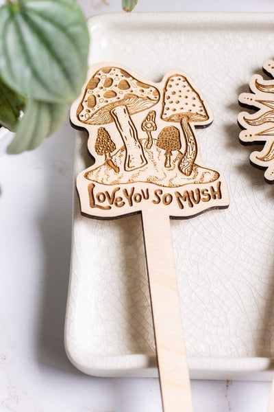 Mushroom Wooden Plant Stake - Mulberry Market Designs