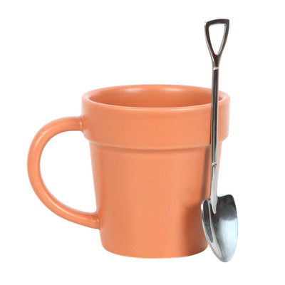 Plant Pot Ceramic Mug and Shovel Spoon - Mulberry Market Designs
