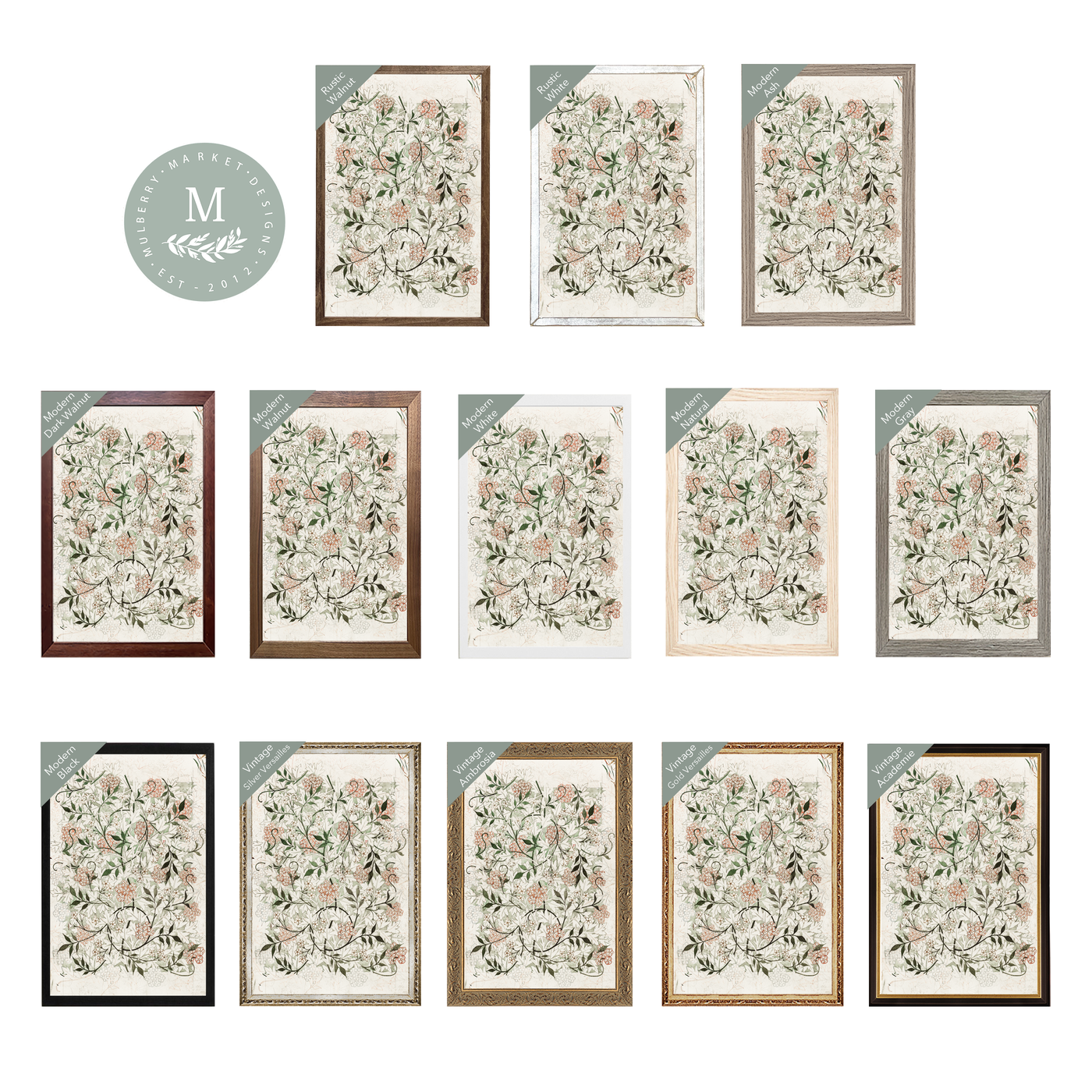 Vintage Art Set Gold Framed Art - Mulberry Market Designs