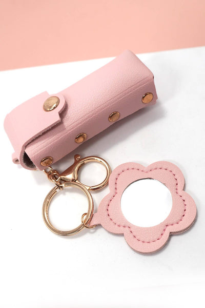 Leather Lipstick Holder Bag Keychain