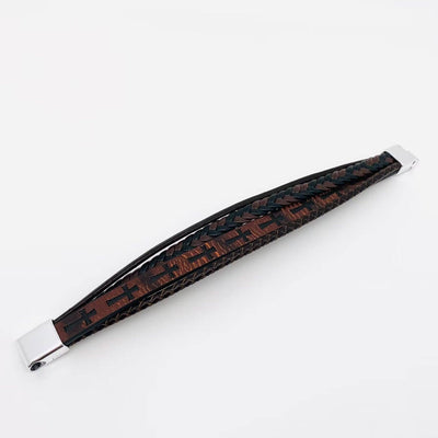 Handmade Leather Cross Men's Magnetic Buckle Bracelet
