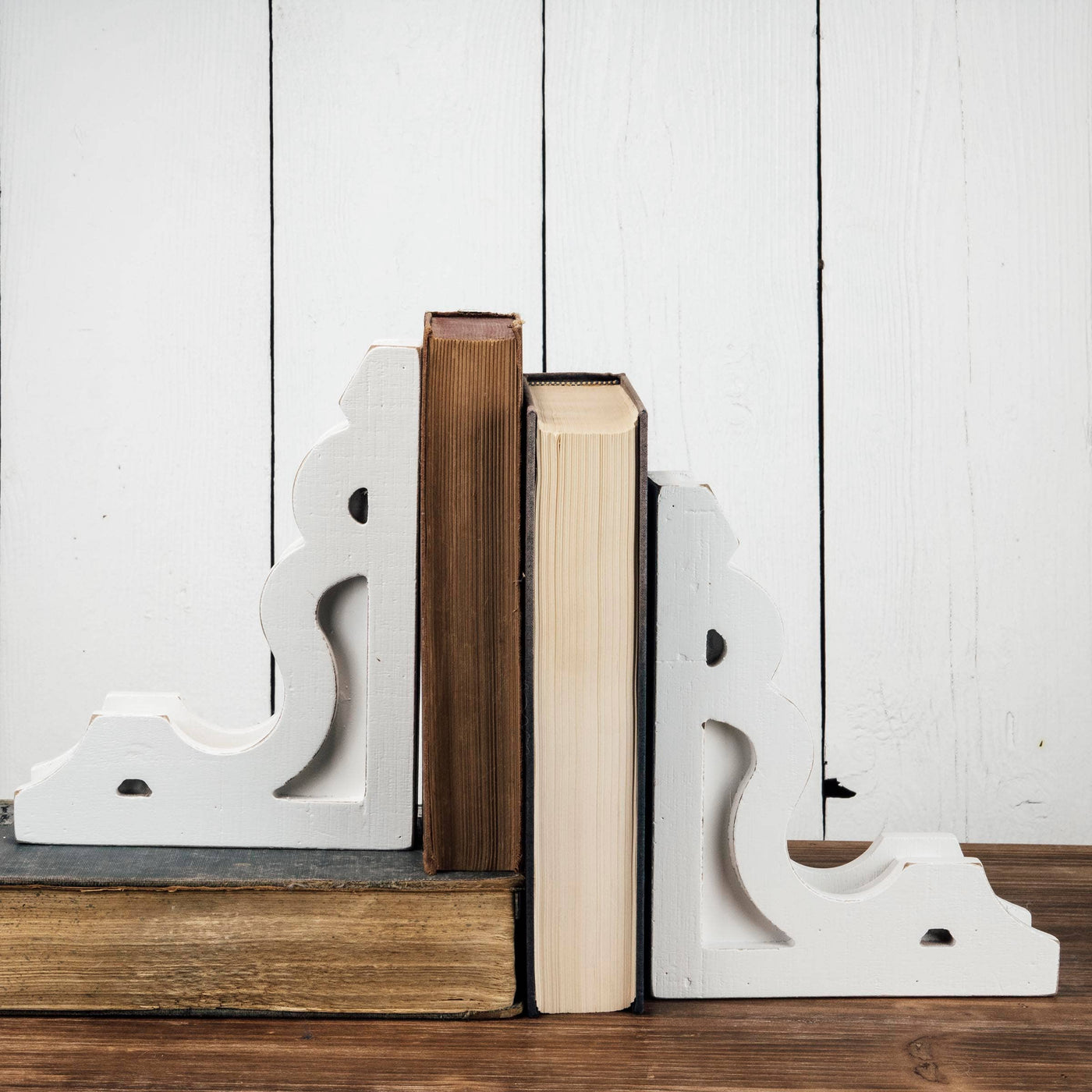 Set of 2 White Corbel Vintage Bookends - Mulberry Market Designs