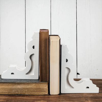 Set of 2 White Corbel Vintage Bookends - Mulberry Market Designs