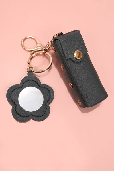Leather Lipstick Holder Bag Keychain