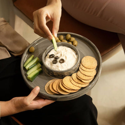 Handcrafted Stoneware Food & Dip Serving Tray