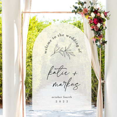 Clear Arched Acrylic Wedding Welcome Sign - Mulberry Market Designs