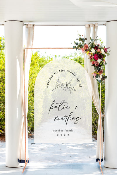 Clear Arched Acrylic Wedding Welcome Sign - Mulberry Market Designs