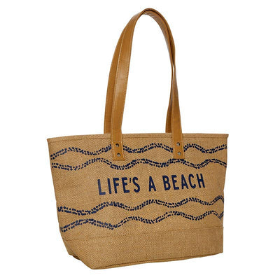 Life's A Beach Jute Tote Beach Bag