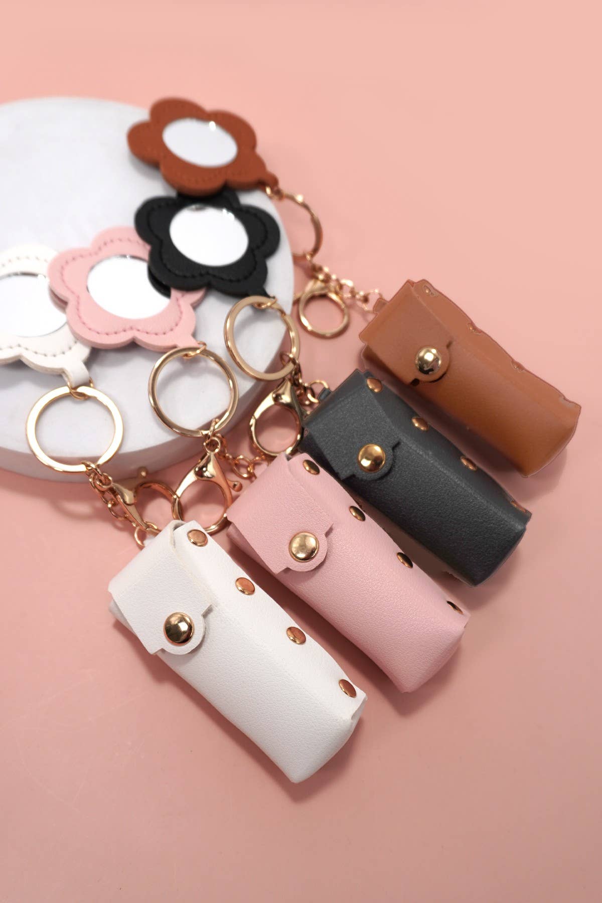 Leather Lipstick Holder Bag Keychain